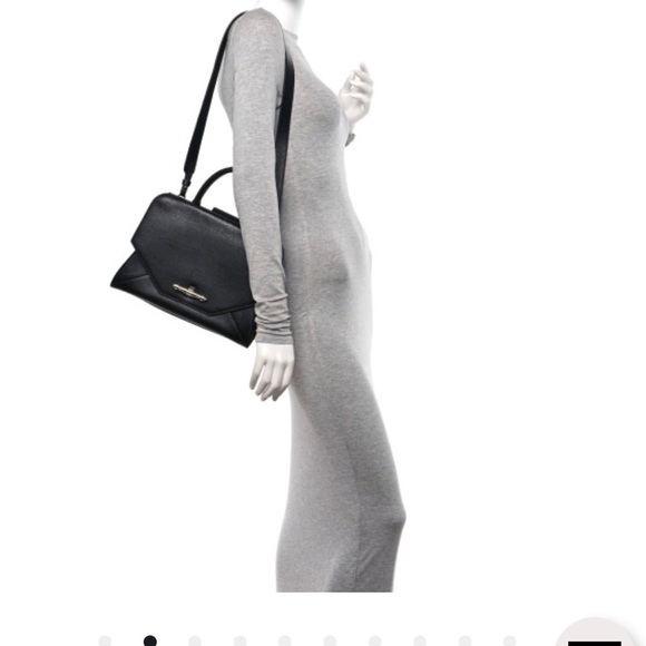 Vintage Givenchy Obsedia Medium Flap Black Pebbled Calfskin Satchel Hand Bag - Picture 3 of 16